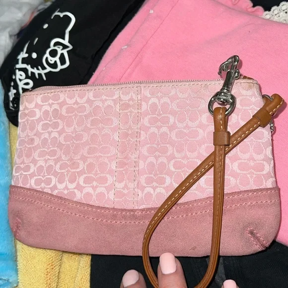 Coach wristlet. Well loved. Pink monogrammed. - Picture 1 of 6